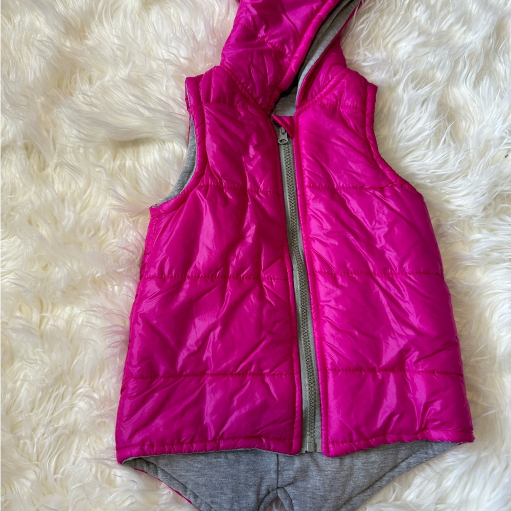 Pink Hooded Puffer Vest